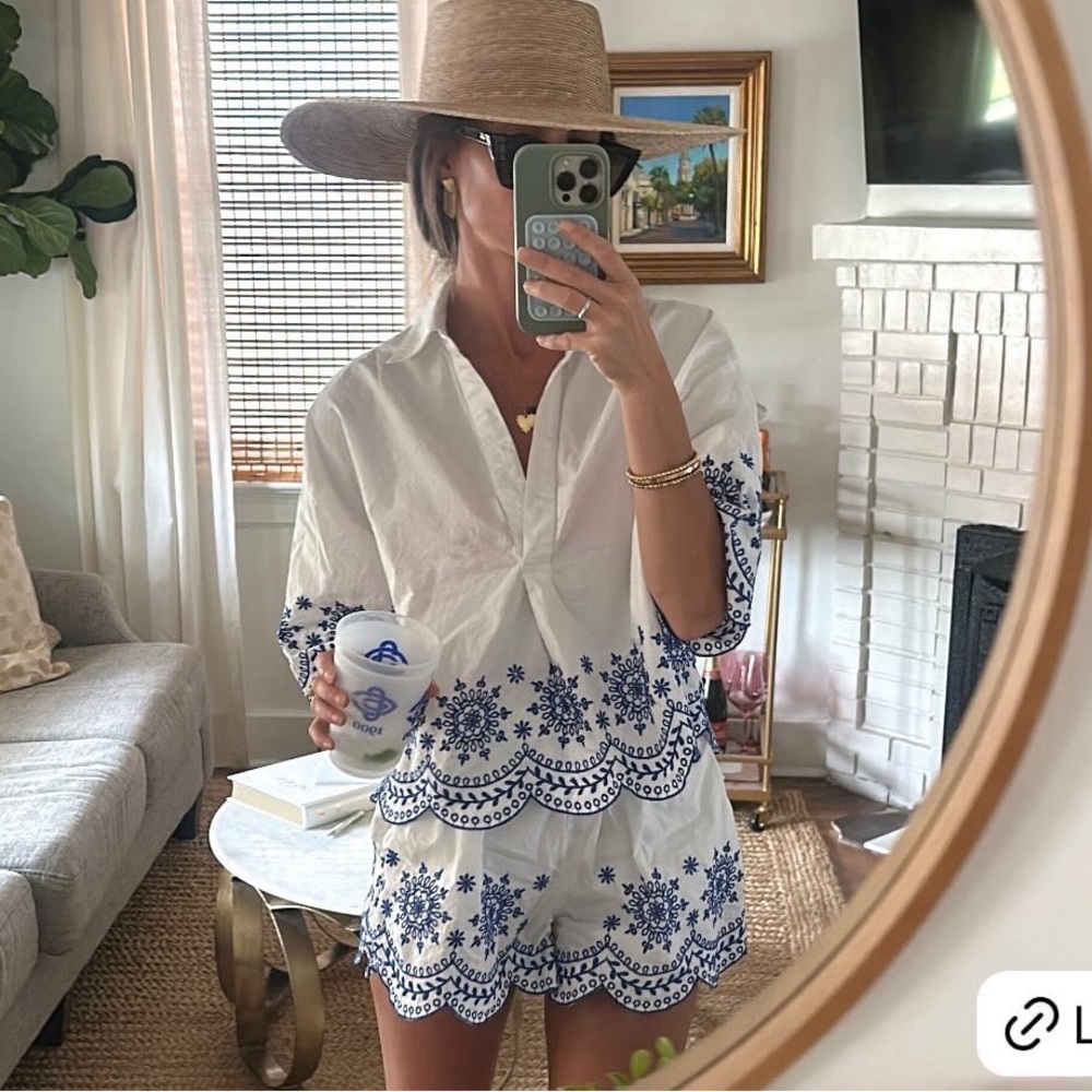 NVLT White and Blue Women Shorts